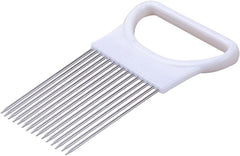 Kichvoe Prong Onion Holder and Vegetable Slicer with Non- Plastic Handle for Easy Cutting of Tomatoes Lemons Potatoes and More Precision Tool for Preparation