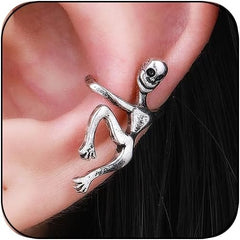 Skull Halloween Earrings for Women,Skull Skeleton Ear Cuffs Punk Non-piercing Cartilage Earring Clip on Earrings for Men Gothic Halloween Jewelry Costume Accessories
