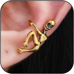 Skull Halloween Earrings for Women,Skull Skeleton Ear Cuffs Punk Non-piercing Cartilage Earring Clip on Earrings for Men Gothic Halloween Jewelry Costume Accessories