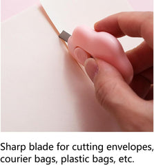 Mini Box Cutter Cloud Utility Retractable Art Knives Letter Opener Envelope Slitter, Cloud Shaped Carton Portable Cutter for Opening Plastic Packages (Pink)