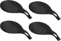 uxcell Silicone Spoon Rest, 7.68" x 3.74" Heat Resistant Kitchen Utensil Holder Spatula Ladle Rest for Counter Stove Top, Dark Gray 4Pcs