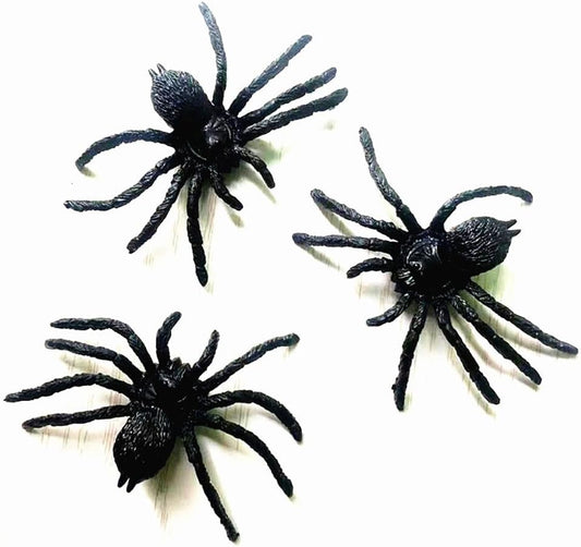 Cooplay 6pcs Fake Big Spiders Black Plastic Mock Reptile Insects Joke Toys Prank Scary Trick Tricky Brains for Halloween Party