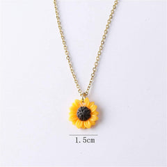 Sunflower Pendant Necklace Pearl Leaf Chain Resin Handmade Drop Choker Necklace for Women s