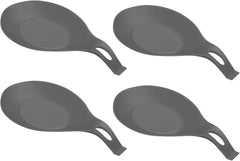 uxcell Silicone Spoon Rest, 7.68" x 3.74" Heat Resistant Kitchen Utensil Holder Spatula Ladle Rest for Counter Stove Top, Dark Gray 4Pcs