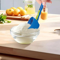 2-in-1 Protein Powder Measuring Spoon, Blue and Green, Sliding Design with Drip-Proof Feature for Coffee and Supplements