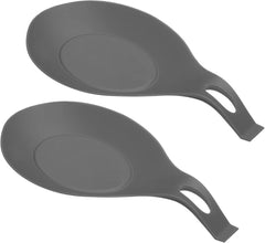 uxcell Silicone Spoon Rest, 7.68" x 3.74" Heat Resistant Kitchen Utensil Holder Spatula Ladle Rest for Counter Stove Top, Dark Gray 4Pcs