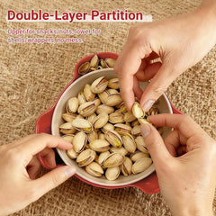 Double-Layer Nut Bowl with Separate Compartments - For Candy Pistachios in Shell, Shells - Red Snack Bowl for Home and Party, Send Goods from Local Warehouse
