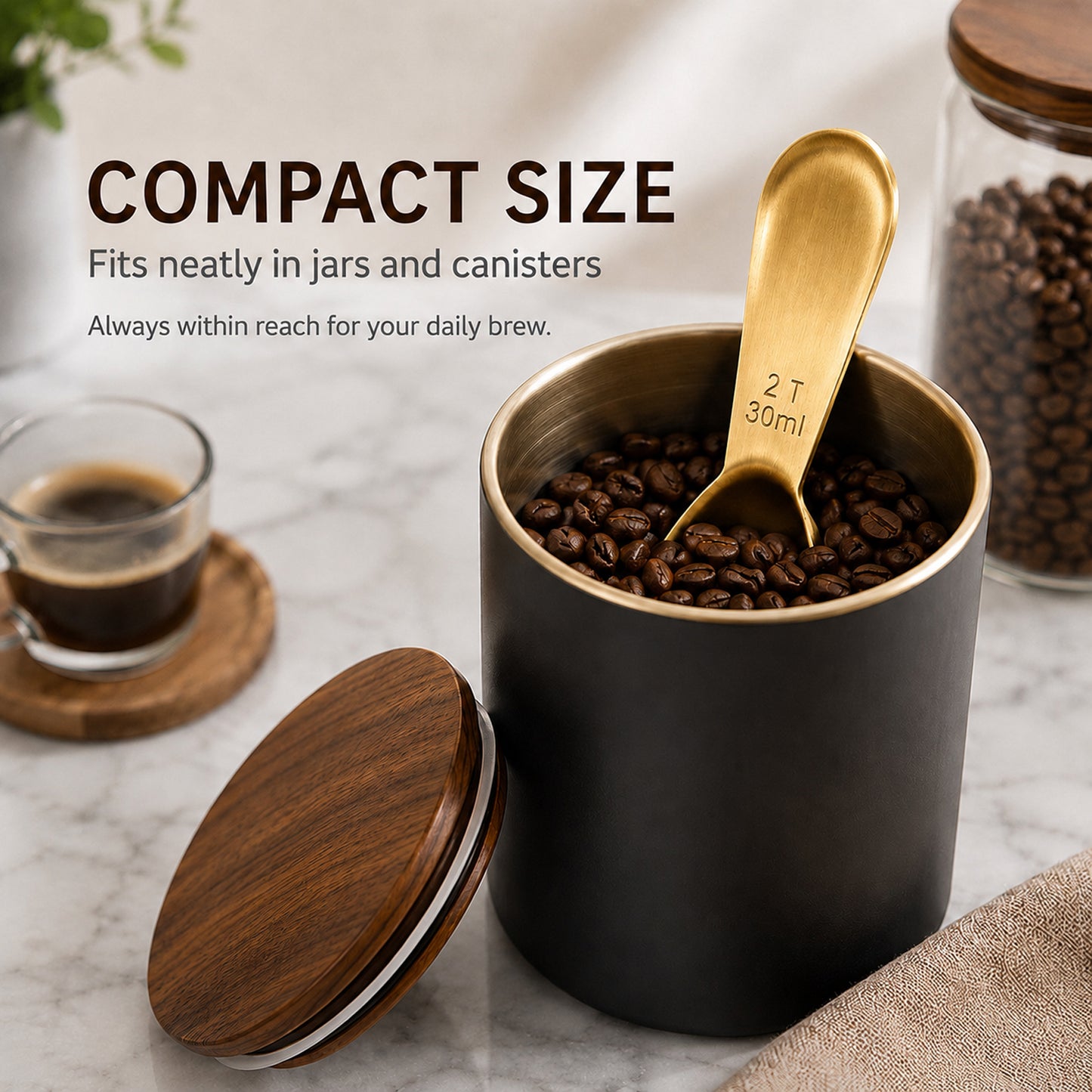 1 Pcs Coffee Scoop, Premium 2 Tablespoon Coffee Spoon for Ground Coffee and Tea, Ergonomic Handle