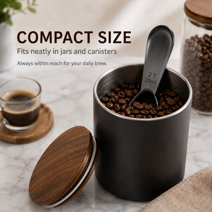 1 Pcs Coffee Scoop, 2 Tablespoon Measuring Spoon for Ground Coffee, Durable Stainless Steel, Easy to Use and Clean(Sliver）