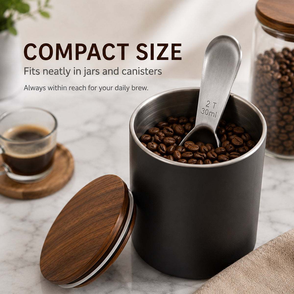 1 Pcs Coffee Scoop, Premium 2 Tablespoon Coffee Spoon for Ground Coffee and Tea, Ergonomic Handle