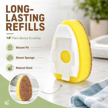 12PCS Natural Dish Wand Sponge Refills, Sisal Hemp Dishwand Refills, Non Scratch Dish Sponge Replacement Heads for Kitchen Sink, Dishes, Pots and Pans