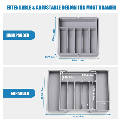 Rinima Large Silverware Drawer Organizer for Kitchen, Expandable Utensil Tray for Spoons Forks Knives Tools, 6-8 Slots