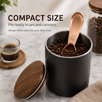 1 Pcs Coffee Scoop, 2 Tablespoon Measuring Spoon for Ground Coffee, Durable Stainless Steel, Easy to Use and Clean(Rose Gold）