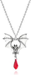 WCRAZYE Gothic Bat Pendant Necklace for Women Halloween Victoria Emboss Cameo Necklace Dark Vampire Necklace Witch Jewelry Accessories