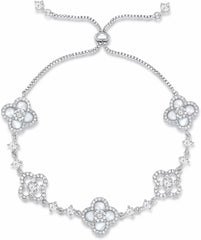 Women's 18K Gold Plated Clover Bracelet with Natural Shell - Four Leaf Lucky Charm Dainty Link Bracelets Jewelry for Women, Trendy Birthday/Mother's Day Gift