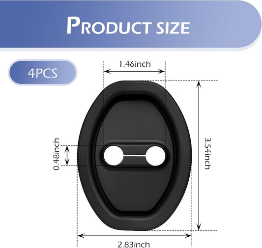 4 PCS Car Door Latch Lock Cover, Silicone Shock Absorption Latch Guard, Rust-proof Door Lock Cover Parts Protective Pads, Universal Automotive Exterior Accessories for Most Vehicles (Black)