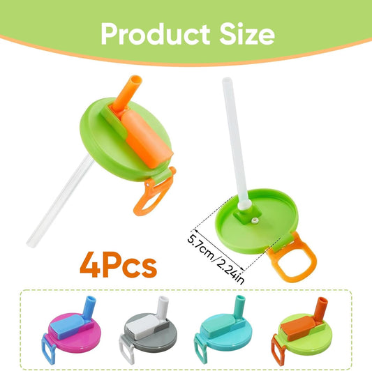 4 Pcs Soda Can Lids with Straw: Reusable Straw Soda Can Lid for Fizzy Drinks - Leak-Proof Covers for Standard Cans – Colourful Can Tops for Cola, Juice, Beverage