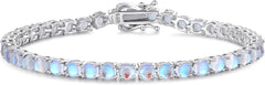 FANCIME Birthstone Bracelet Sterling Silver Gemstone Tennis Bracelets Fine Jewelry Wedding Bridal Prom Birthday Gift for Women Her, Length 7.2 Inch Width 4mm