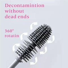 Silicone Bottle Cleaning Brush with Long Handle, Water Bottle Cleaner Brush for Baby Bottles, Vase, Sports Bottle, Glassware, Perfect for Smaller Diameter Bottle Openings (2PCS), Gray