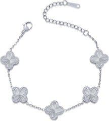 18K Gold Plated Clover Bracelet Dupes Gold Lucky Bracelet for Women Flower Four Leaf Bracelets Danity Jewelry Gifts for Women