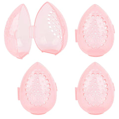 Framendino, 4 Pack Breathable Makeup Sponge Case Protective Plastic Beauty Container Blender Holder Cosmetic Egg Storage Cases for Women Girls Travel Clear Teardrop-Shaped