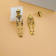 Vintage Skeleton Stud Dangle Drop Earrings for Women Men Gothic Halloween Skull Hypoallergenic Earrings Punk Piercing Studs Personalized Statement Jewelry Gifts