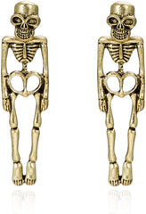 Vintage Skeleton Stud Dangle Drop Earrings for Women Men Gothic Halloween Skull Hypoallergenic Earrings Punk Piercing Studs Personalized Statement Jewelry Gifts