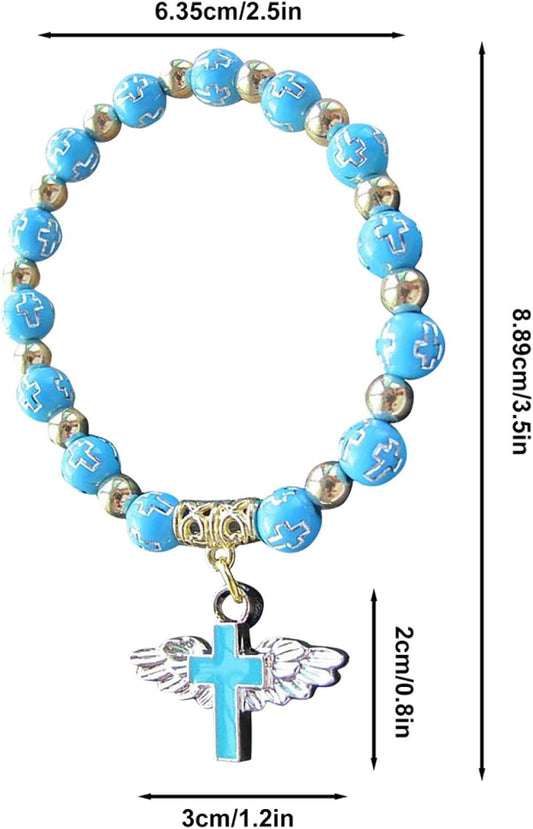 Bracelets Women lady Bracelet Girls Gift Angel Wing Cross Pendant Bracelet for Men Women Bead Chain Bracelet Fashion Accessories Souvenirs Gifts
