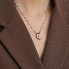 Moon Necklace for Women Stainless Steel Crescent Moon Pendant Necklace Dainty Simple Pendent Necklace Minimalist Trendy Jewelry