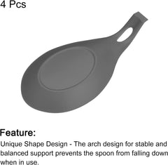 uxcell Silicone Spoon Rest, 7.68" x 3.74" Heat Resistant Kitchen Utensil Holder Spatula Ladle Rest for Counter Stove Top, Dark Gray 4Pcs
