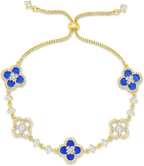 Women's 18K Gold Plated Clover Bracelet with Natural Shell - Four Leaf Lucky Charm Dainty Link Bracelets Jewelry for Women, Trendy Birthday/Mother's Day Gift