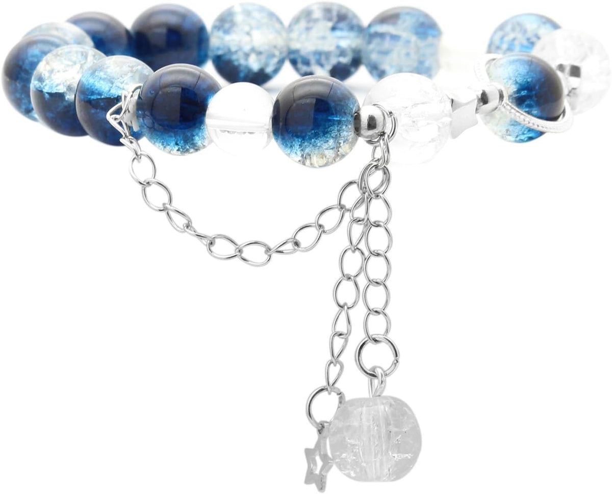 Fashion Simple Alloy Star Bracelet Galaxy Saturn Planet Glass Beads Braceley Link Chain Charm Bracelet