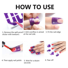 50pcs Nail Polish Protector for Fingers U-Shape Tape Polish Guards Nail Art Plastic Peel Off Sticker Cuticle Protectors Disposable 5 Sheets