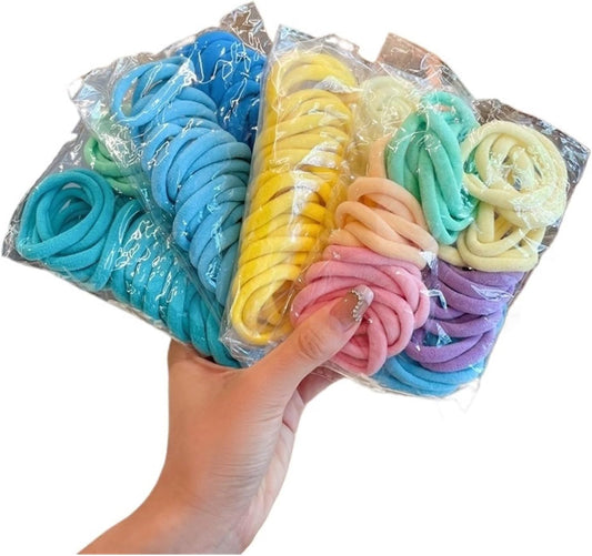 50Pcs/Set Women Colorful Nylon Elastic Hair Bands Ponytail Holder Rubber Bands Scrunchie Headwear(Green)