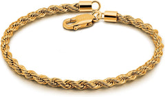 Dankadi Men Diamond Cut 925 Sterling Silver 3mm Twist Rope Chain Bracelets Women Bangle Clasp Rope Box Chain link 6.3" 6.7" 7" 7.5" 8" 8.5" 9" Cuff Jewelry Gifts