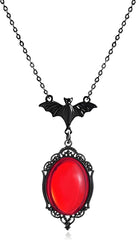 WCRAZYE Gothic Bat Pendant Necklace for Women Halloween Victoria Emboss Cameo Necklace Dark Vampire Necklace Witch Jewelry Accessories