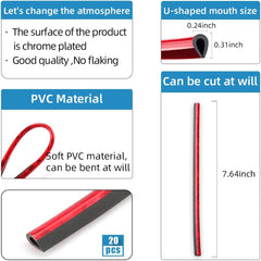 Ziciner 20 Pcs Car Air Conditioner Decoration Strip, Waterproof Bendable Auto Vent Outlet Shiny Trim, Universal Vehicle Interior Accessories Suitable for Most Air Vent Outlet (Shiny Red)