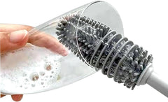 Silicone Bottle Cleaning Brush with Long Handle, Water Bottle Cleaner Brush for Baby Bottles, Vase, Sports Bottle, Glassware, Perfect for Smaller Diameter Bottle Openings (2PCS), Gray