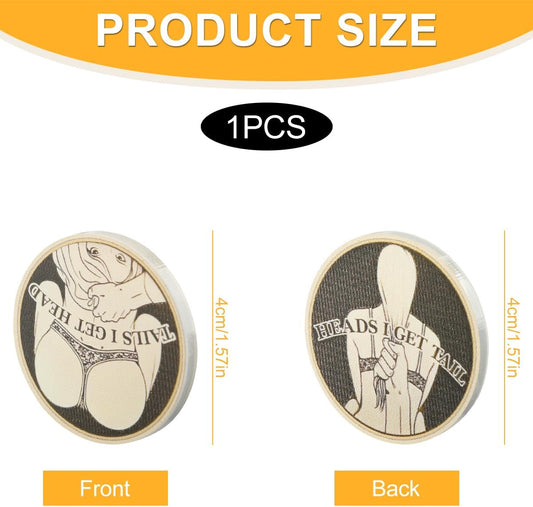 1 Piece Funny Double-Sided Heads & Tails Coin – Acrylic Couple Challenge Token Playful Adult Joke for Date Night & Prank Fun