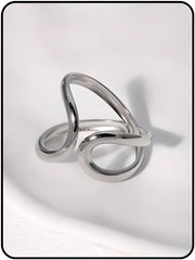 Chunky Rings For Women, Gold Silver Thumb Ring Asymmetrical Wavy Curve Ring Adjustable Non Tarnish Dainty Stainless Steel New Year Anniversary Birthday Jewelry Gift