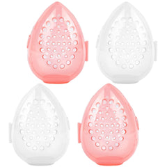 Framendino, 4 Pack Breathable Makeup Sponge Case Protective Plastic Beauty Container Blender Holder Cosmetic Egg Storage Cases for Women Girls Travel Clear Teardrop-Shaped