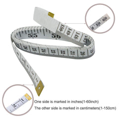 Twisha Soft Tape Measure Double Scale Body Sewing Flexible Ruler for Weight Loss Medical Body Measurement Sewing Tailor Craft Vinyl Ruler, Has Centimetre Scale on Reverse Side 60-inch (White)