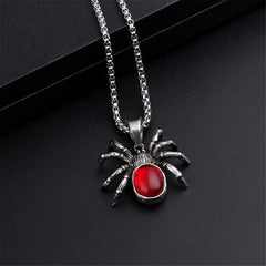 VNEWSCHI Red Spider Pendant Necklaces Gothic Red Crystal Cute Spider Pendant Necklaces Punk Rock Retro Insect Animal Choker for Men Boyfriend Gift Party Club Jewelry