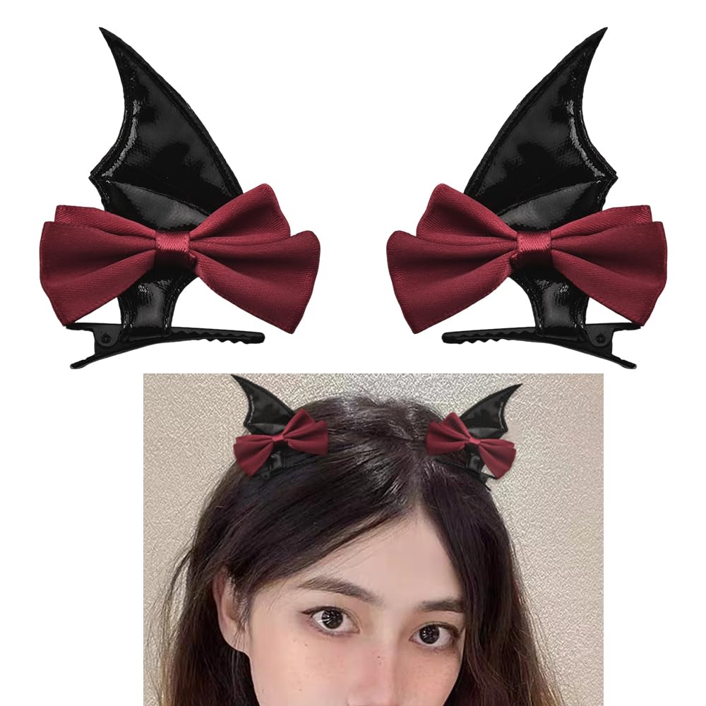 Halloween Bat Bow Hair Accessories for Women Girls Black Bat Hair Clips for Girls Hair Halloween Bows for Women Girls Goth Hair Bat Accessories for Girls 2 Pcs Bow Halloween Accessories