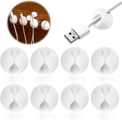 Silicone cable management holders, Adhesive Cable Management Cord Organiser, Cable Clips Holders for desk, power cable, headphone cable, TV cable, Home office (8 White)