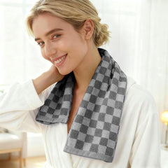 5 Pack Cotton Hand Towels, Checkered Pattern, Multi-Color, 13 x 29 Inches, Quick Drying, Modern Style, Soft and Absorbent for Bathroom, Kitchen, Gym, Spa