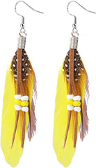 Feather Earrings Women vintage bohemian long drop