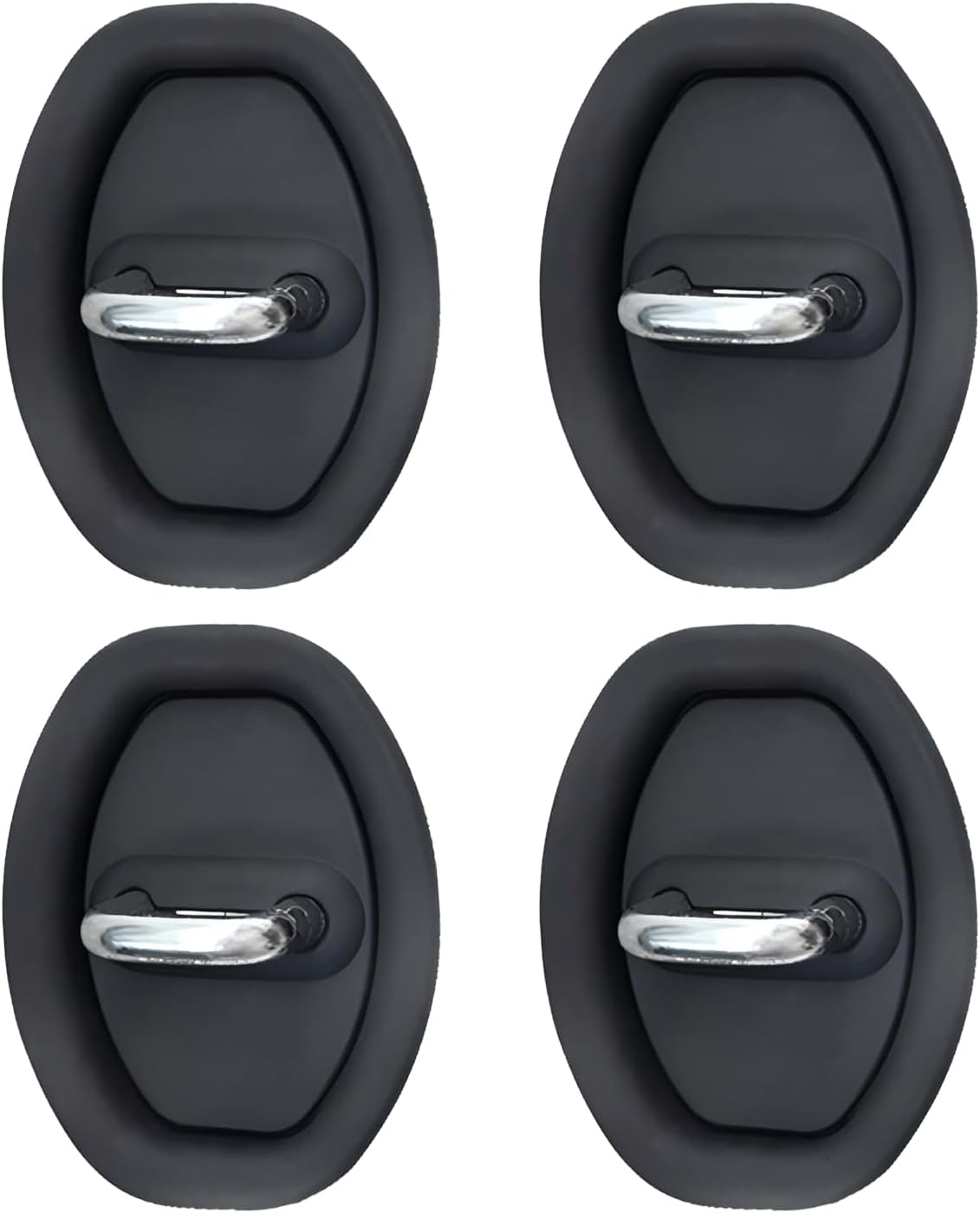 4 PCS Car Door Latch Lock Cover, Silicone Shock Absorption Latch Guard, Rust-proof Door Lock Cover Parts Protective Pads, Universal Automotive Exterior Accessories for Most Vehicles (Black)