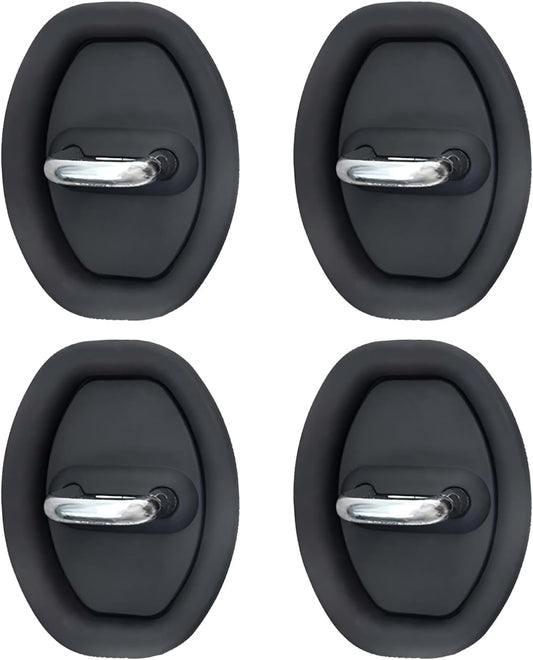 4 PCS Car Door Latch Lock Cover, Silicone Shock Absorption Latch Guard, Rust-proof Door Lock Cover Parts Protective Pads, Universal Automotive Exterior Accessories for Most Vehicles (Black)