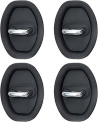 4 PCS Car Door Latch Lock Cover, Silicone Shock Absorption Latch Guard, Rust-proof Door Lock Cover Parts Protective Pads, Universal Automotive Exterior Accessories for Most Vehicles (Black)